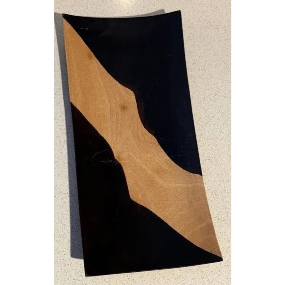 Mango Wood Tray, Decorative Serving Crafted Tray, River Shape. Thai Made